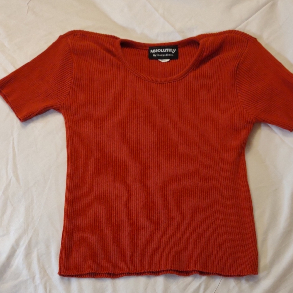 Vintage Absolutely By Creative Cotton Vibrant Rust Sweater Shirt - Size S